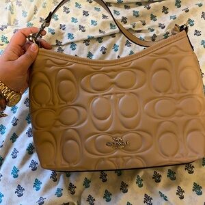 Coach Beige Embossed Shoulder Bag